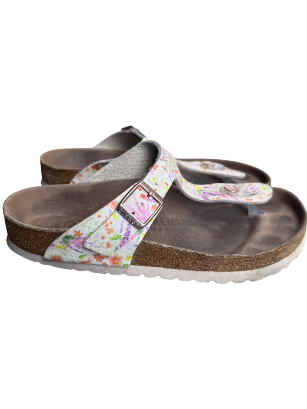 Birkenstock Gizeh Floral Print Womens Sandals  EU 37 US 6 Cork Footbed Adjustabl